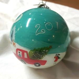 Pier 1 li bien 2017 Winter Shopping scene hand painted keepsake glass ornament